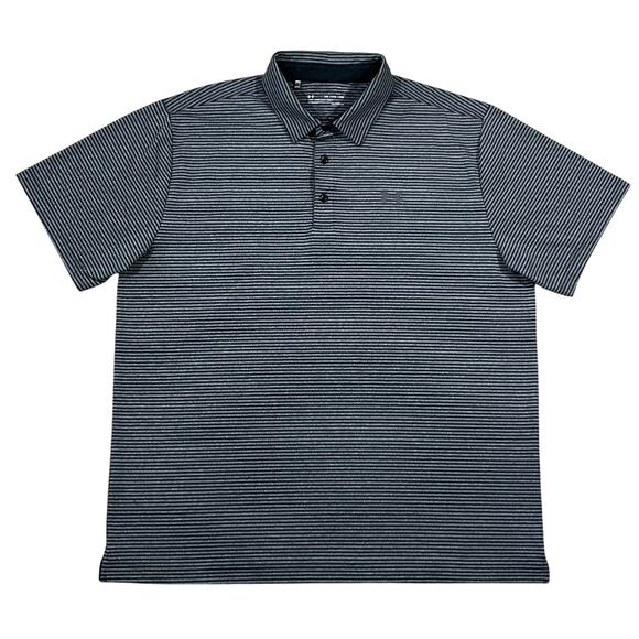 Under Armour Mens Gray Striped Golf Performance Polo Shirt Size 2XL - Picture 1 of 4